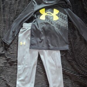 Under Armour Black and Gray Kids Set with Yellow Logo